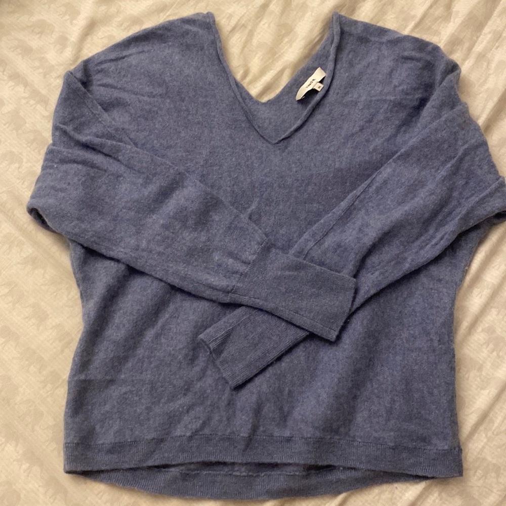 Vince oversized V neck cashmere sweater heather blue XS